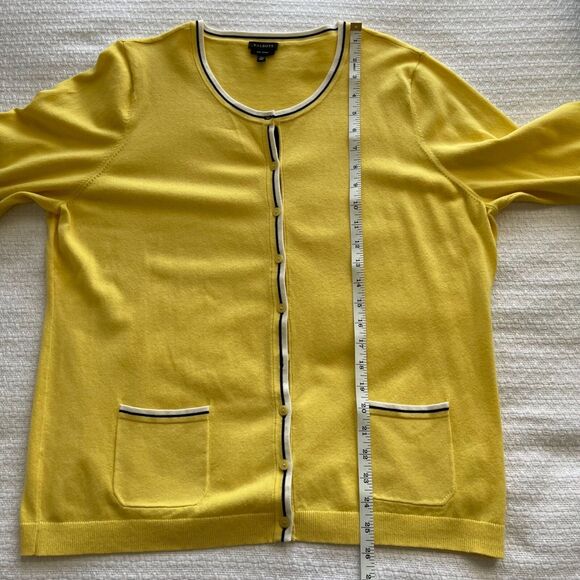 XL Talbots Yellow 3/4 Sleeve Cardigan with Stripe Detail - Picture 5 of 6